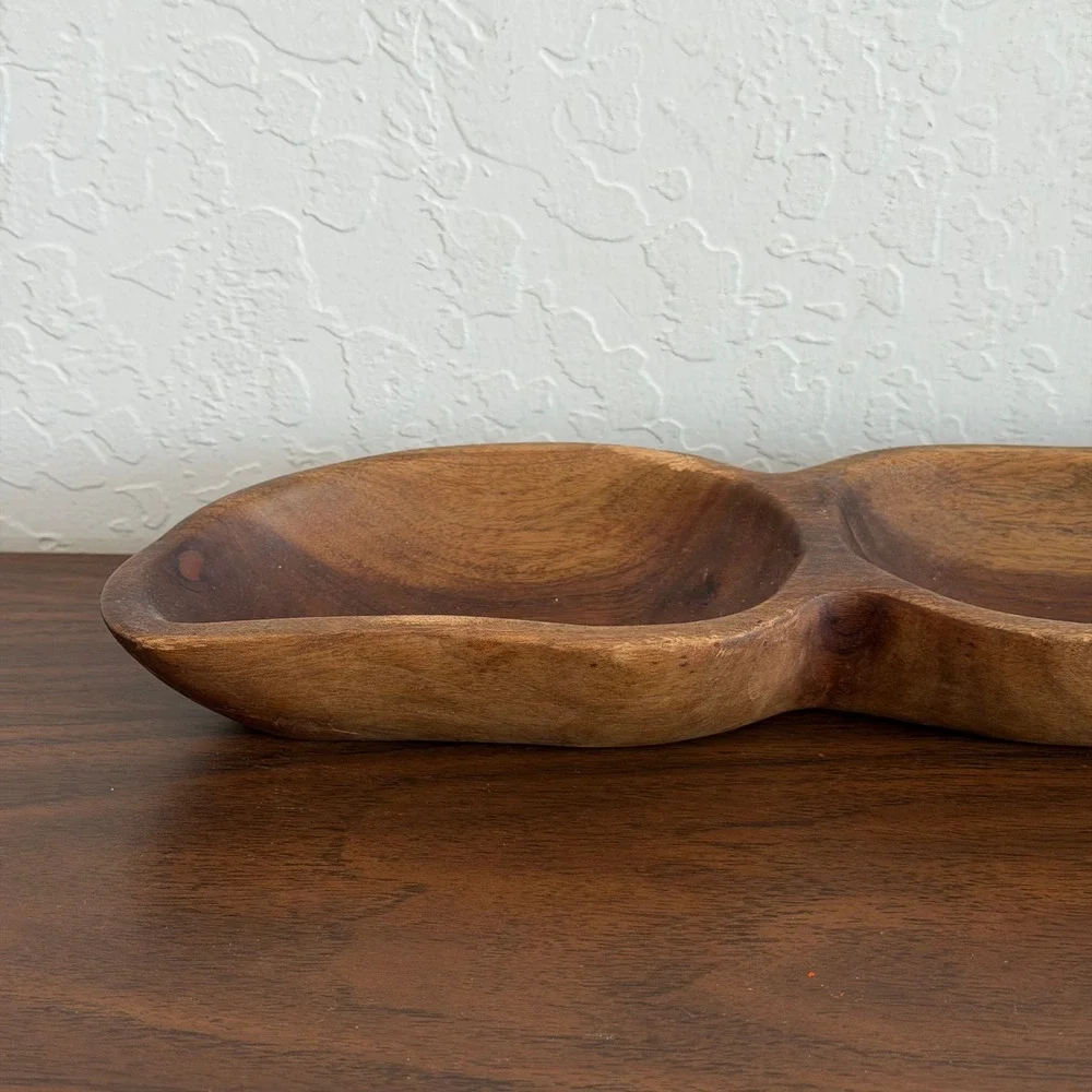 Vintage Monkey Pod Wood Tray Brown Handcrafted MCM Scandi‎ Home Decor
